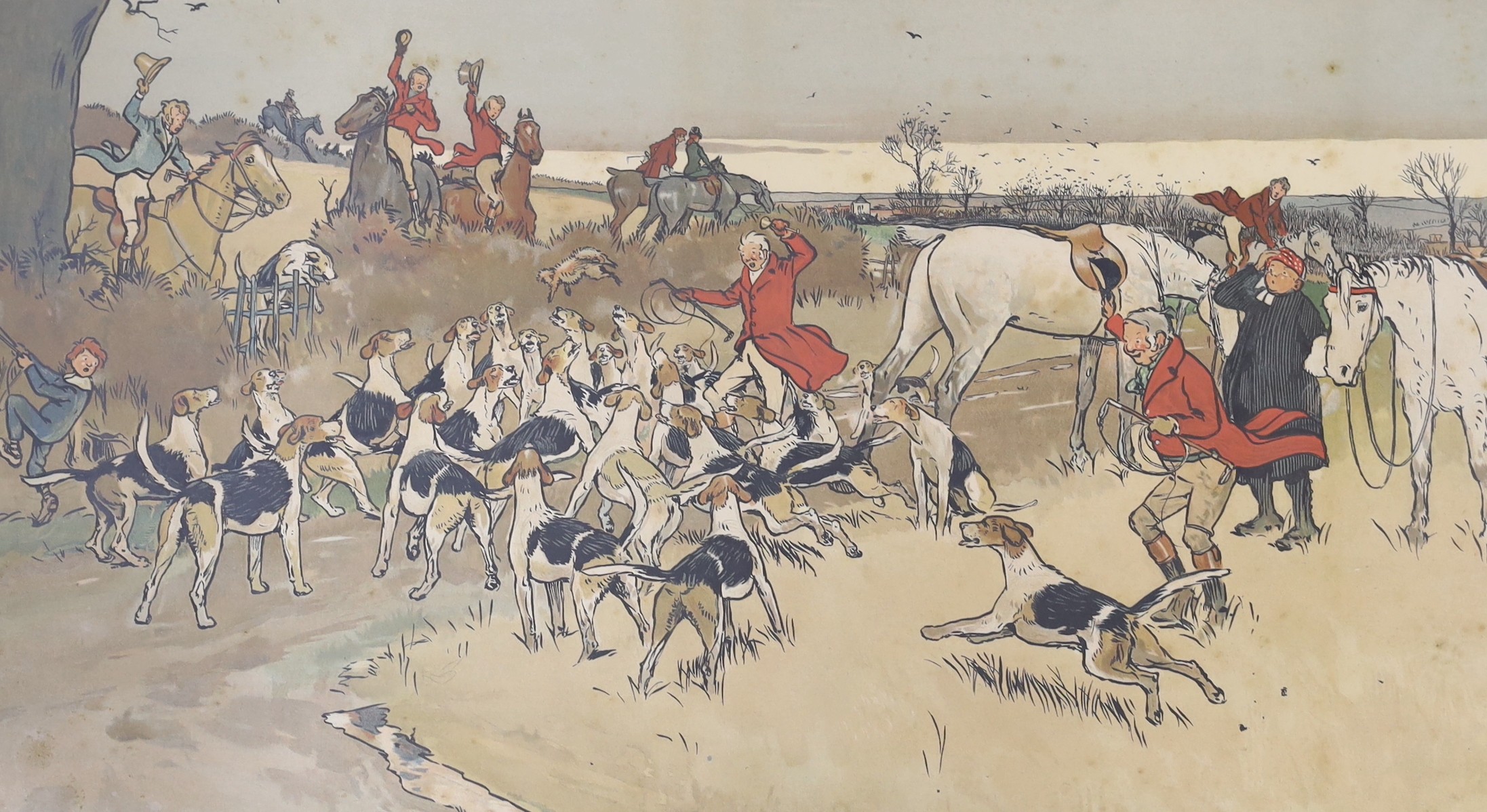 Cecil Aldin, set of four chromolithographs, ‘The Fallowfield Hunt’, 37 x 61cm